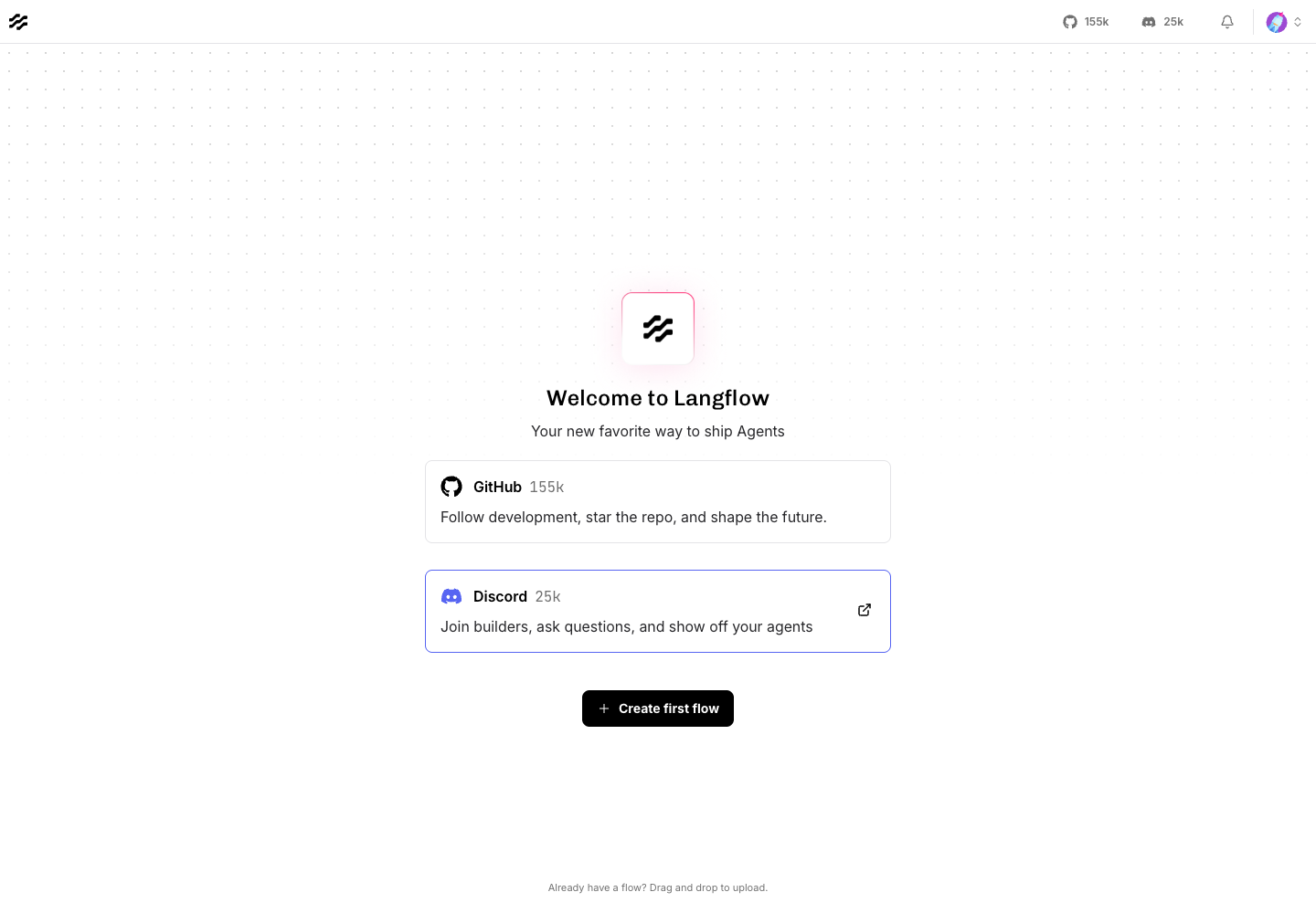 Authenticated Langflow Projects workspace