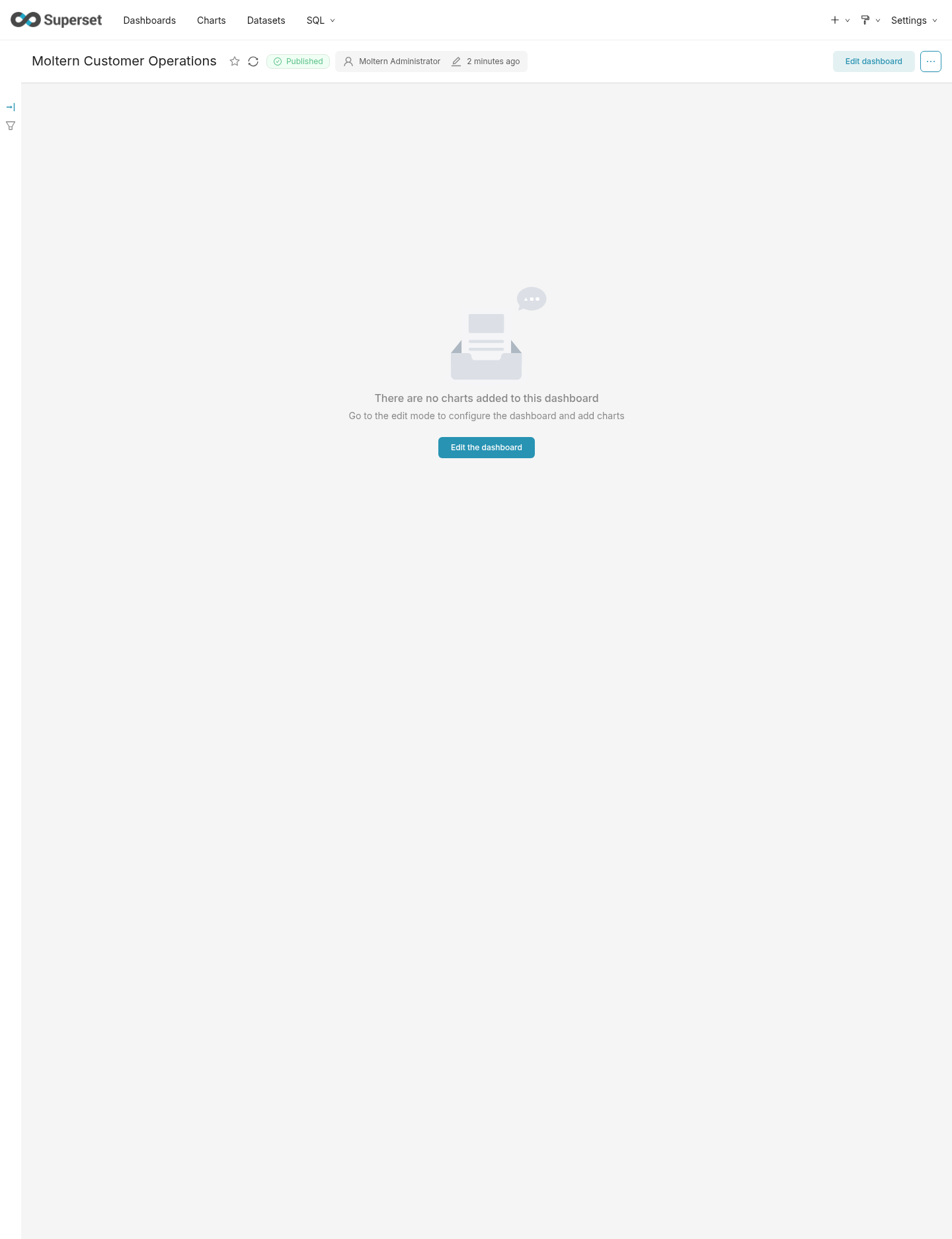 Apache Superset dashboard retained after a Moltern service restart