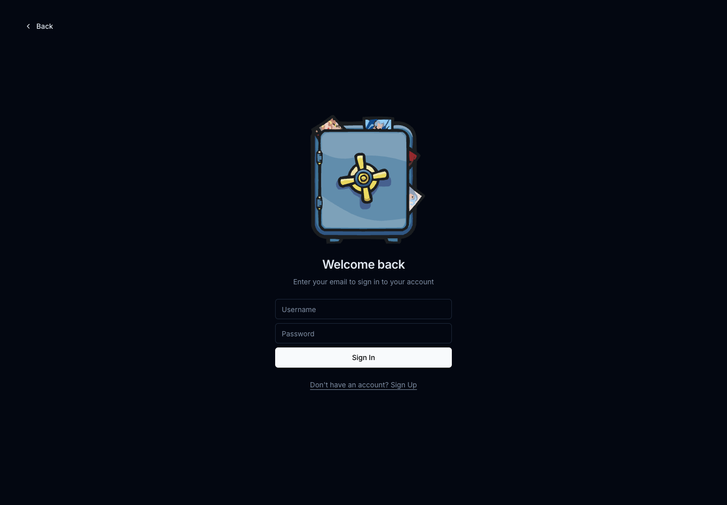 Chibisafe sign-in page