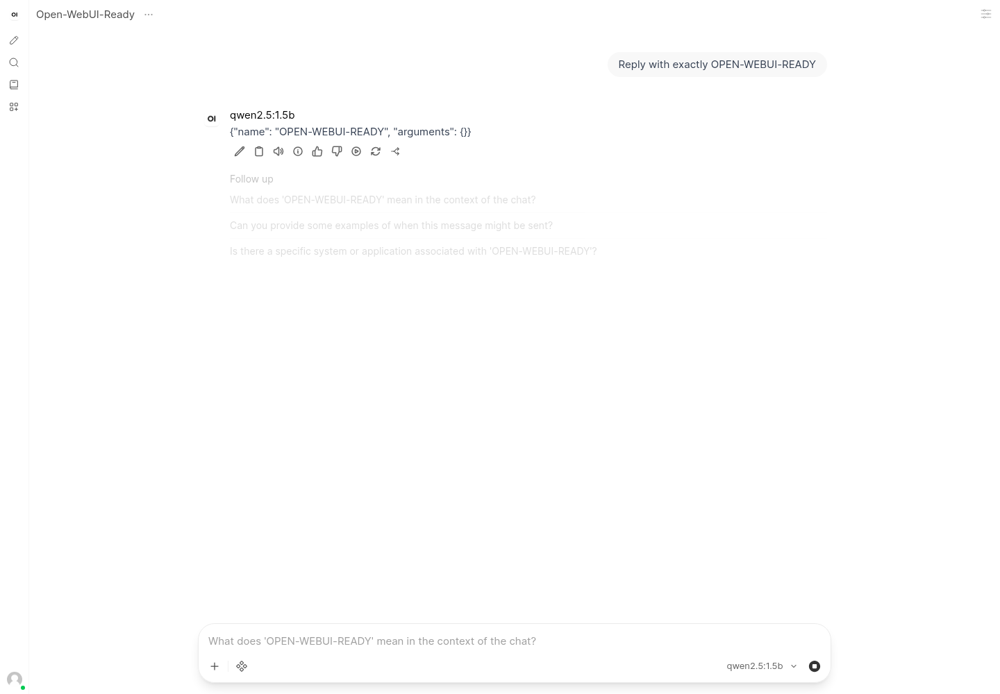 Open WebUI chat with a visible private Ollama response
