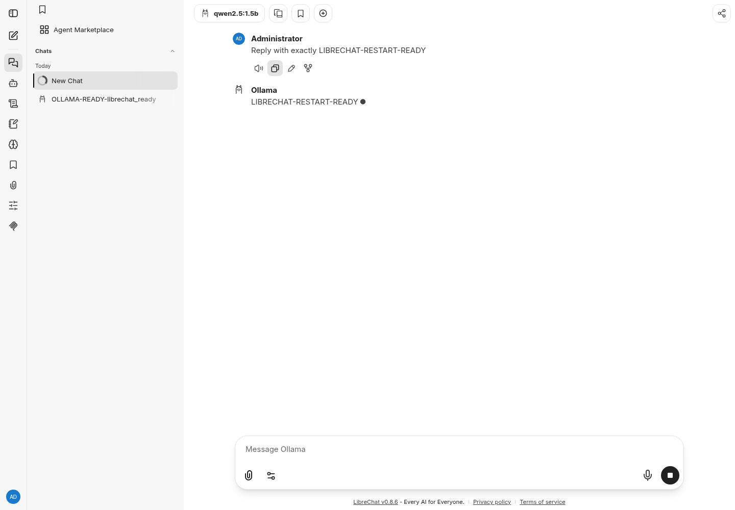 LibreChat conversation after runtime replacement