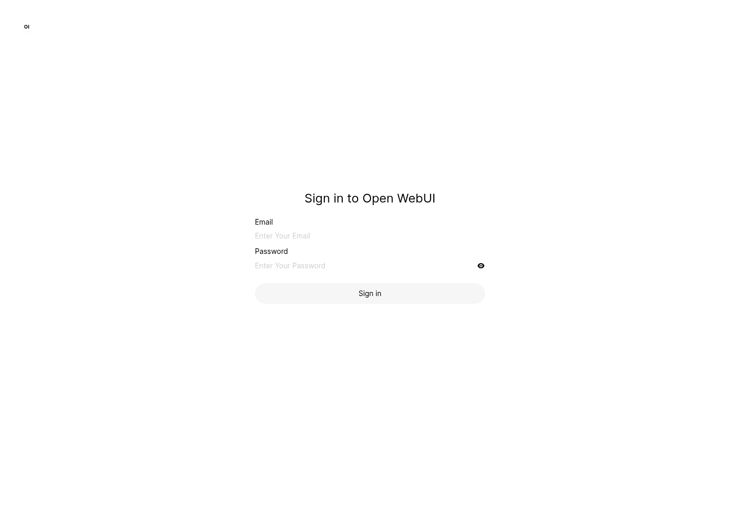 Protected Open WebUI administrator sign-in