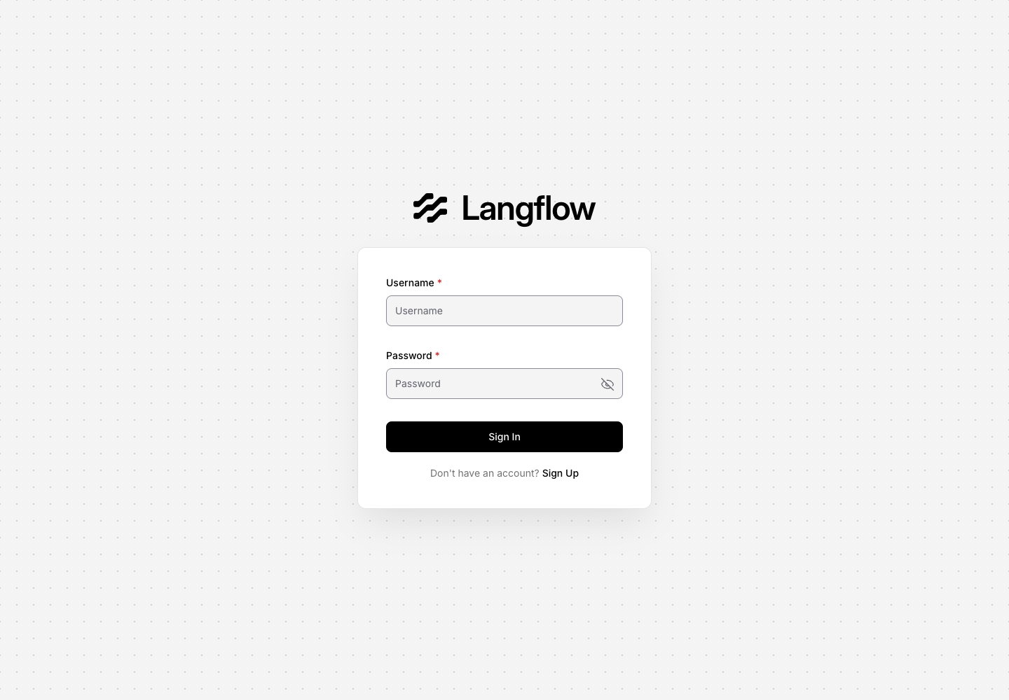Protected Langflow sign-in page