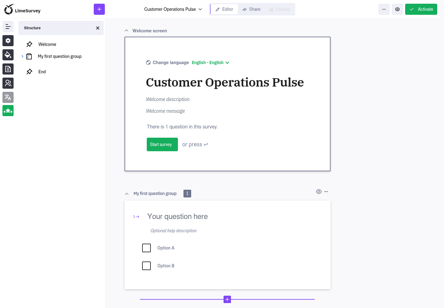 A survey created in LimeSurvey on Moltern
