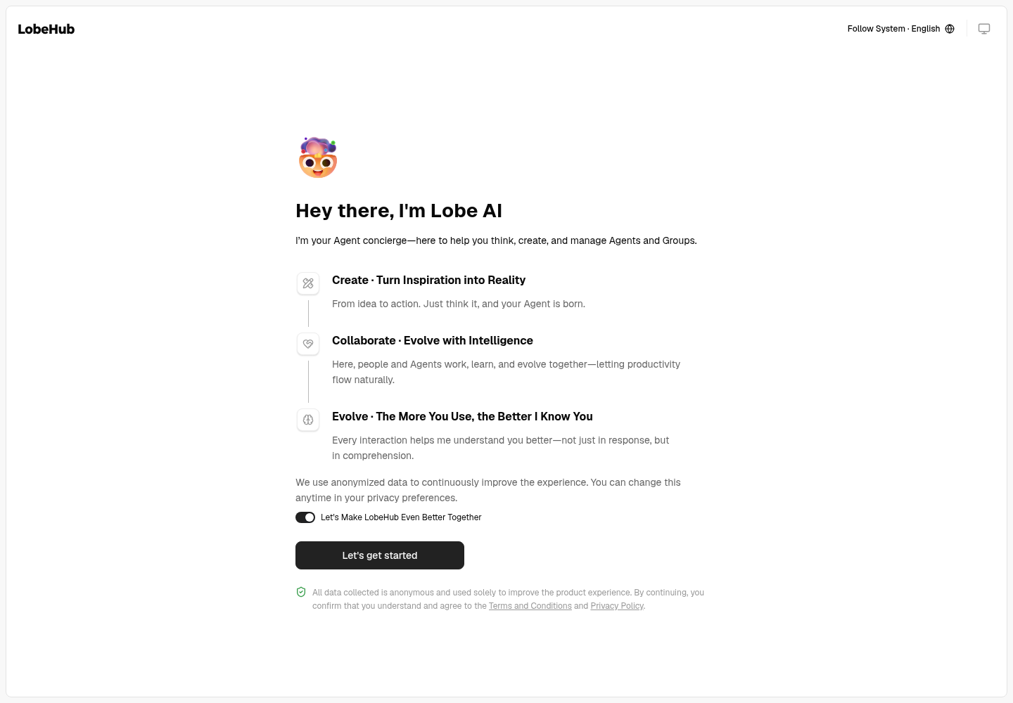 Lobe Chat workspace using a model from the private Ollama connection